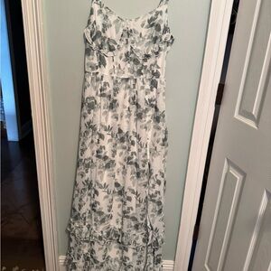 Hutorul  Green and White Maxi Sundress for Weddings party fairy Sz L
